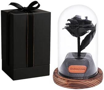 Preserved Roses in Glass Dome Glass Rose Valentines Gifts & 3rd Anniversary Eternal Rose in Glass for Wife, Mom, and Loved Ones