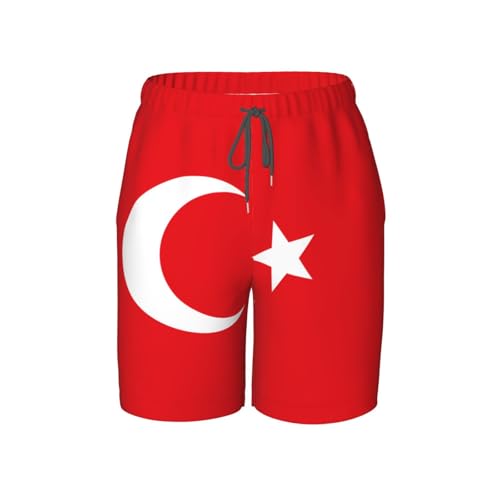 Flag of Turkey Youth Beach Pants, Soft and Breathable, with Drawstring Waist, Suitable for Sports and Leisure.