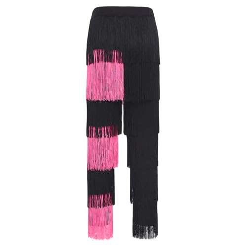 Pantalon de danse latine Tango et Cha Cha noir rose S - 5
