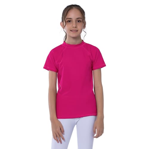 Girls Rash Guard UPF 50+ Sun Protective Short Sleeve Swimwear Outdoor Athletic Tops Swim Shirt3