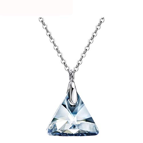 Collier en cristal bleu chaîne argent S925 géométrique, bijou cadeau femme tendance