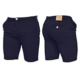 Crosshatch Mens Stretch Slim Fit Chino Shorts with Pockets for Summer, Holiday, Golf by Jeanbase Navy 34