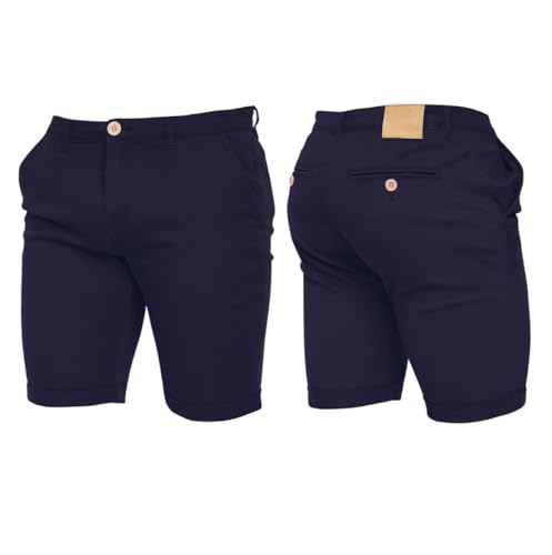 Crosshatch Mens Stretch Slim Fit Chino Shorts with Pockets for Summer, Holiday, Golf by Jeanbase Navy 34