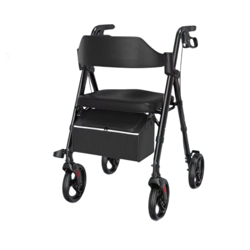 SFKLYU Déambulateur Tout Terrain Pliable en Aluminium avec Poignées et Dossier Réglables en Hauteur, pour Personnes Âgées et Adultes,A1