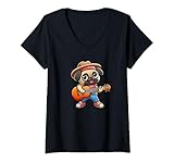 Photo Gallery donna pug guitar dog musica divertente maglietta con collo a v Photo Gallery donna pug guitar dog musica divertente maglietta con collo a v