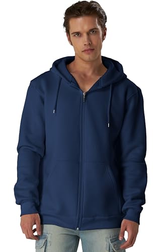 Smith & Solo Hoodie Herren Reißverschluss – Sweatjacke Kapuzenjacke Zipper Kapuzenpullover Hoodies Männer Kapuzenpulli Regular Fit (Navy XL)