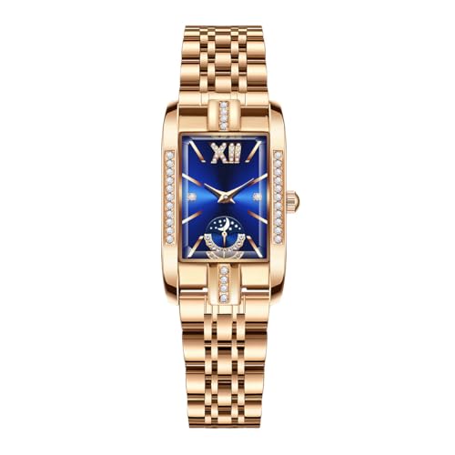 Montre à quartz carrée TOOCAT en or rose avec son bracelet élégant en acier inoxydable