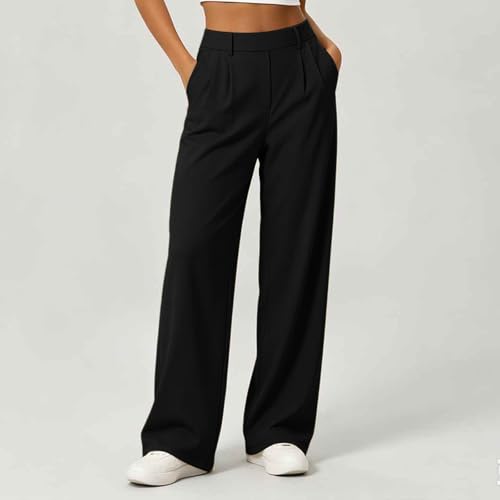 Womens High Waisted Dress Pants Baggy Stretchy Straight Wide Leg Trousers - image 2