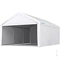 Quictent 13'X20' Heavy Duty Carport with Removable Sidewalls Reinforced Car Canopy Garage Outdoor Boat Shelter - White