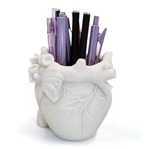 Heart-shaped Pen Holder for Desk Accessories Halloween Decor and Office Decor, Pencil Holder for Desk Organizers, Compact Desk Accessories Gift, Pencil Cup for School, Office, Home (White)