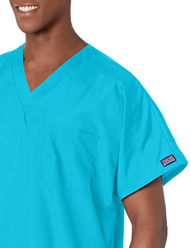 Image of Cherokee Scrubs for Women and Men Unisex V-Neck Tunic Nursing Scrub Top with Chest Pocket, Tuckable Durable Fabric - 4777 | 1 Chest Pocket For Essentials, Traditional Fit, Durable Construction, Comfortable Knit Details, Easy Care, Tuckable Style