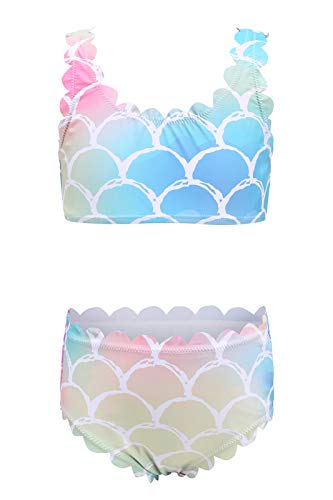 Image of HowJoJo Girls Two Piece Tankini Swimsuit Green Floral Bathing Suit Swimwear