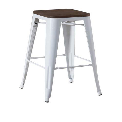 lo+demoda Hight Ural H76 Wooden Taburete, Acero, Blanco Mate, 120x46x5.8 cm