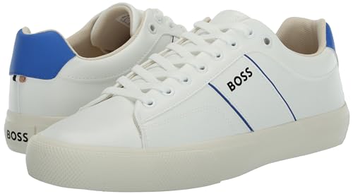 Image of BOSS Men's Aiden Logo Block Leather Low Top Sneakers | Casual Shoes