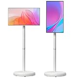 Monitor Smart Touchscreen da 21,5 Pollici, Schermo Intelligente Mobile con Ruote e Sistema Android - Batteria Integrata da 6000mAh, FHD Touch a 10 Punti, Casting Wireless e Display Regola white 4+64G