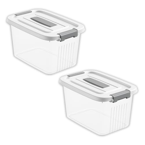 Image of KREPS Plastic Storage Bins With Latching Lids Stackable Containers, Large Storage Box For Bedroom, Basement, Classroom, Camping, Office (TRANSPARENT, MEDIUM - 12 X 8.5 X 7 INCH, PACK OF - 2)