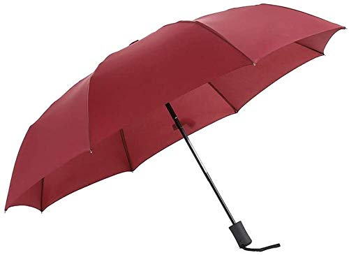 ZJJJD Paraguas Plegable Autom�tico con 10 Varillas De Fibra De Vidrio Reforzadas, Capota De Protecci�n Solar Resistente Al Viento Y Duradera, Mango Ergon�mico Sin Color Rojo Hermoso Paraguas Flexible