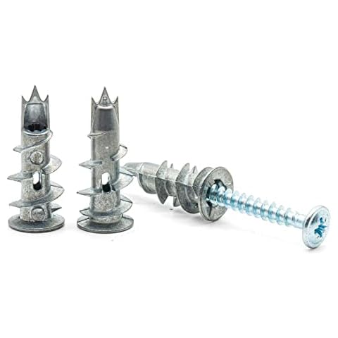 Hippo Hardware Heavy Duty Metal Driva Plasterboard Fixings Self Drill Cavity Wall Speed Anchor Raw Plugs 37mm (Pack of 5) Cover