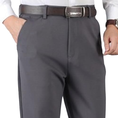 Men's Business Stylish Dress Pants High-Waisted Lightweight Suit Pants Casual Relaxed Straight Work Pants2