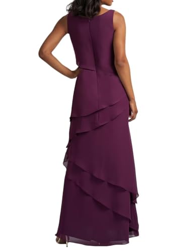 Mother of Bride Dresses with Jacket 2-Pieces Long Mother of The Groom Dress Ruffle Chiffon Formal Evening Gowns2