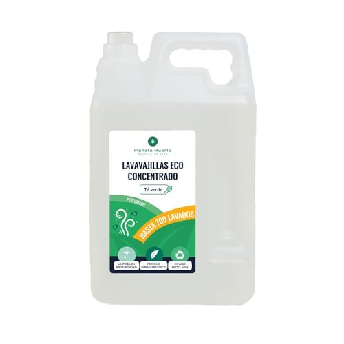PLANETA HUERTO | Lavavajillas Manual Té Verde ECO 5l 700 Lavados - Lavavajillas Limpieza Profunda y Perfume Hipoalergénico