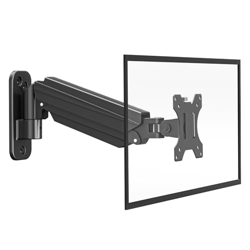 Suptek - Soporte de pared para pantalla de PC, brazo de pantalla para monitores de 17-32 pulgadas, brazo de pantalla con resorte de gas carga máxima de 9 kg, inclinable, giratorio y giratorio, VESA 75