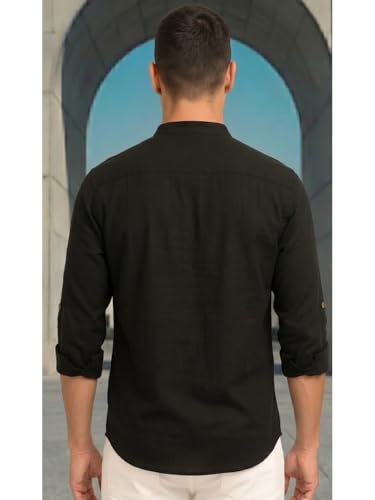 Image of DEELMO Combo of Men's Cotton Blend Solid Regular Fit Full Sleeve Short Kurta | Men's Trendy Short Kurta Pack of 2