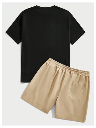 Men's Plus Size 2 Piece Outfits Tropical Print Short Sleeve T-Shirt and Drawstring Shorts Tracksuits2