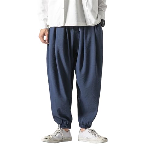 Pantalon long sarouel homme coton lin ample et respirant été
