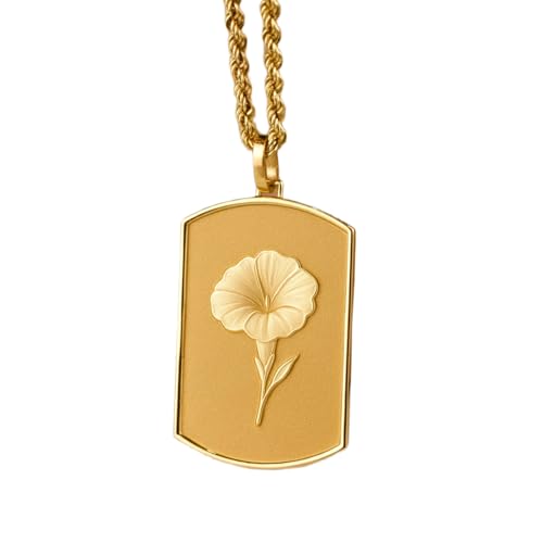 Chaîne de 45 cm avec pendentif fleur de naissance en argent sterling 925 plaqué or