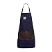 Looxury Aprons for Men and Women with Leather Pocket - Chef Kitchen Canvas Hairstylist Apron - Navy Blue