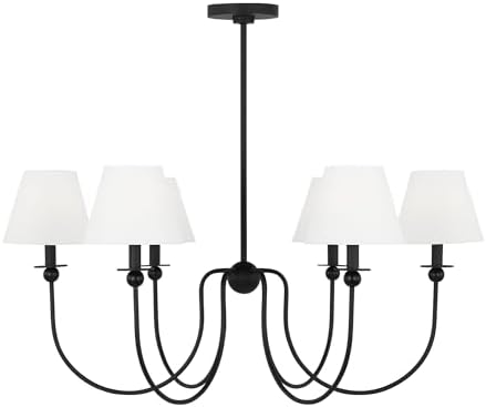 Scott Living 6-Light Elsay Transitional Chandelier Midnight Black DJC1246MBK, Modern Chandelier for Dining Room and Kitchen Décor, Dining Room Light Fixture and Hanging Lamp for Charming Ceiling Décor