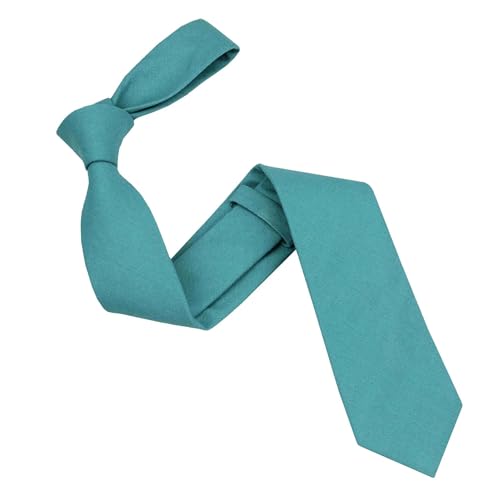 Image of Mens Solid Linen Ties - Regular Width Pattern Necktie for Men