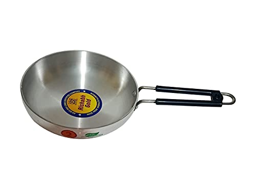 India Pride Rishabh Gold Aluminum Fry Pan , Tadka (ISI Mark) with Stainless Steel Unbreakable Handle (Small)