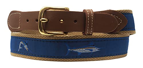 Marlin Fish Nautical Belt on Khaki OR Navy Webbing