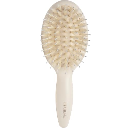 The Hair Edit Mini Finish & Shine Boar Bristle Brush Travel Size Detangling Hairbrush for Smooth Shiny Hair Tames Flyaways Boosts Shine & Distributes Natural Oils Ideal for Dry Hair