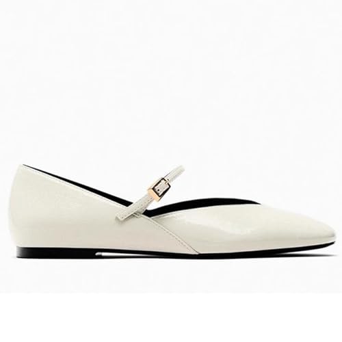 Women's Patent Leather Elegant Ballet Flats Comfortable Round Toe Adjustable Buckle Strap Flat Non-Slip Mary Jane Shoes Suitable for Dancing Walking3
