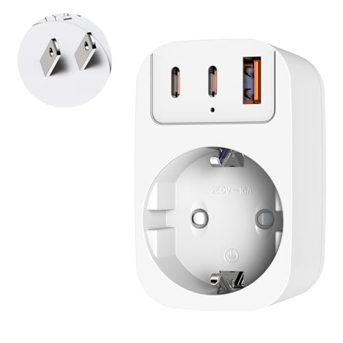 Adaptateur Prise vers Japon avec USB C, THUNIX Adaptateur de Voyage avec 1 USB et 2 Type C, Prises France vers Japon Type A pour Japon, Chine, Thaïlande,...