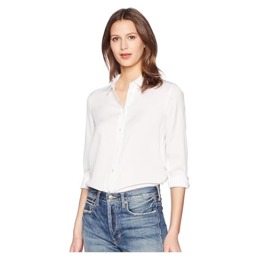 Vince Women's Slim Fitted Blouse, Optic White, Small