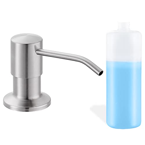 Comparison: Best Built In Soap Dispenser For Kitchen Sink 3 Built in Soap Dispenser for Kitchen Sink, Brushed Nickel Stainless Steel Countertop Pump Head (Plastic Built-in), Dish Soap Hand Lotion Dispenser with Refillable 17OZ Bottle