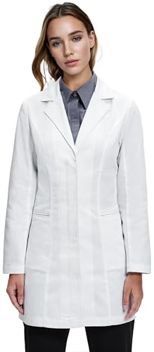 W. Brooke Women's Lab Coat, Hip Pockets, Slim Fit, Concealed Snap Closure, Hard Wearing Fabric, 33" Length