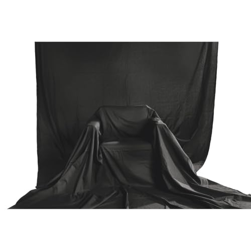 Hama Fotohintergrund Stoff, 2,95 x 6 m (Faltbarer Fotostudio-Hintergrund, 100% Baumwolle, Black Screen, Background Fotoleinwand f&uuml;r Fotografie, Video und Fernsehen), schwarz