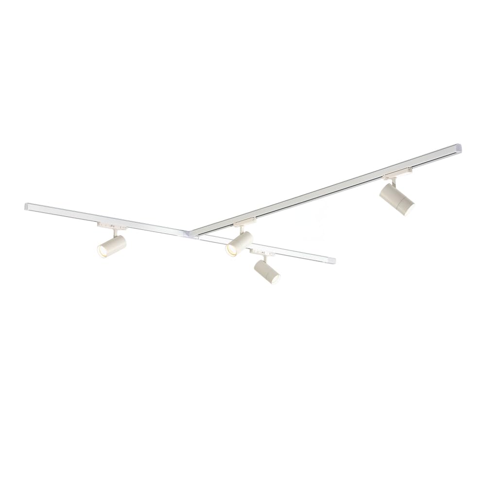 Zoom Kit d'éclairage de rail LED 3 phases - Blanc, T-Form, 2 X 1 Mètres + 2 Mètres, 4 Spots