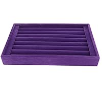 7 Slots Velvet Ring Tray Earrings Studs Show Case, Jewelry Display Organizer Stackable Storage Box, Purple Velvet Ring Organizer, Jewelry Ring Boxes for Multiple Rings