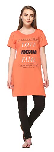 Image of In Love Women's Printed Cotton Plus Size Longline T-Shirt Half Sleeve with Pockets Pack of 2