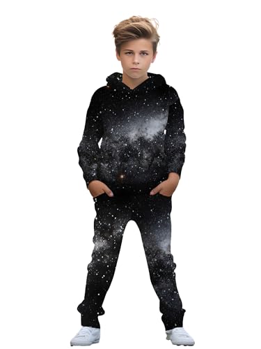 Image of boys' clothing sets, 2-Piece Hoodie & Pants Outfits for Boys Size 4-14 | Lightweight Non-Fleece Fall & Spring Clothing Sets