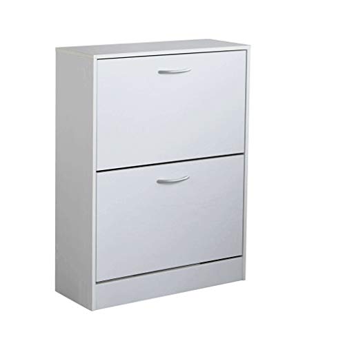 MilaniHome.it - Scarpiera Con 2 Ante In Legno Di Design Porta Scarpe Di Alta Qualità, Cm 60x24x80 H Colore: Bianco