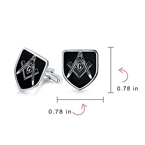 Gemelos Masonic con símbolo de brújula y esmalte negro para hombre miniatura 4