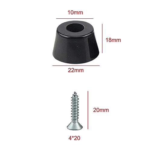 YUNYAN Pack of 20 Round Black Rubber Feet Screw-On for Furniture Legs Soft Rubber Feet Protective Buffer Non-Slip for Desks Sofas Chairs (22 x 18 x 10 mm) - Image 2