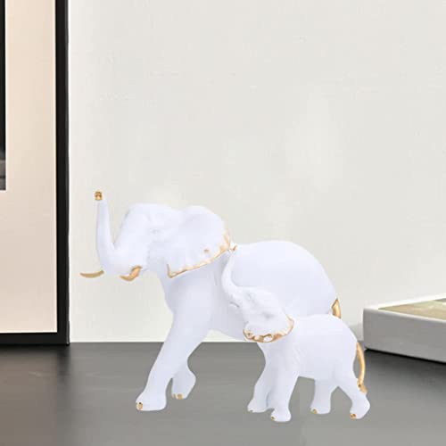 Estatua de elefante de resina blanca 20x17 cm miniatura 5